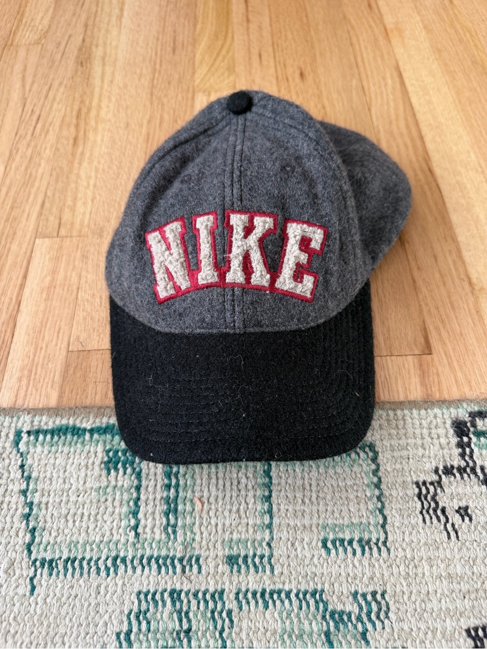 Vintage Nike Two-Tone Gray and Black Wool Baseball Cap